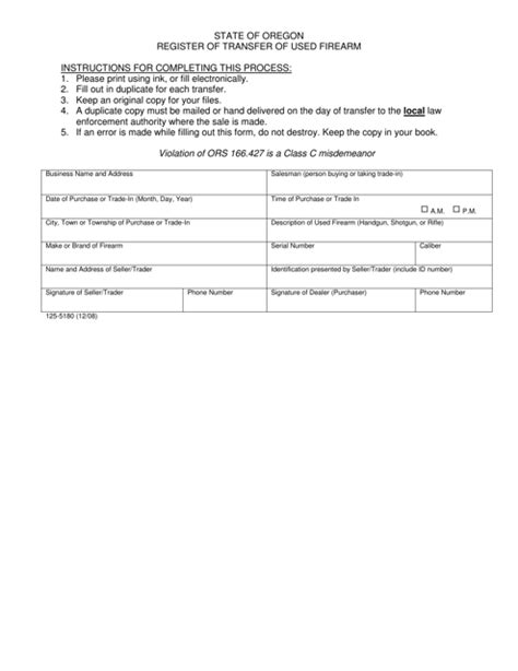 Form 125 5180 Fill Out Sign Online And Download Fillable Pdf Oregon