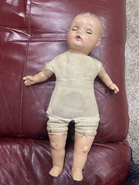 Vintage 18” Composition And Cloth Flirty Eyed Baby Doll Unmarked Ebay
