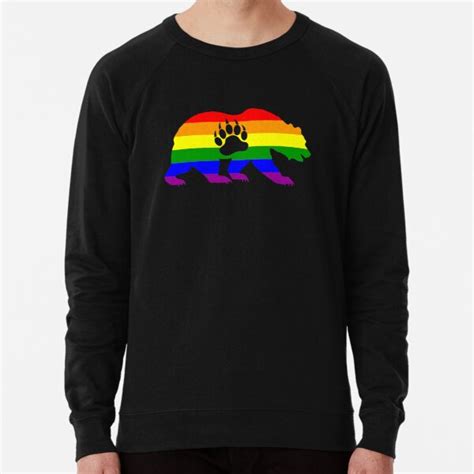 Gay Bear Pride LGBT Flag Bear Paw Lightweight Sweatshirt For Sale