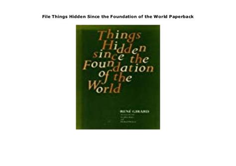 File Things Hidden Since The Foundation Of The World Paperback