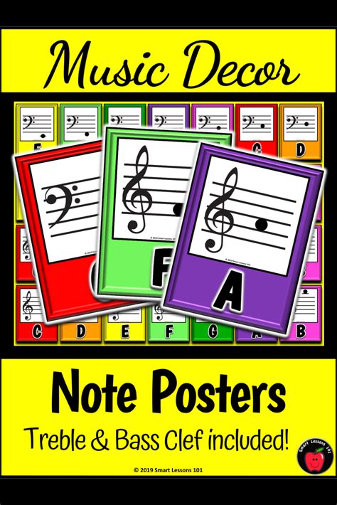 Music Note Posters Colorful Classroom Decor Music Bulletin Board