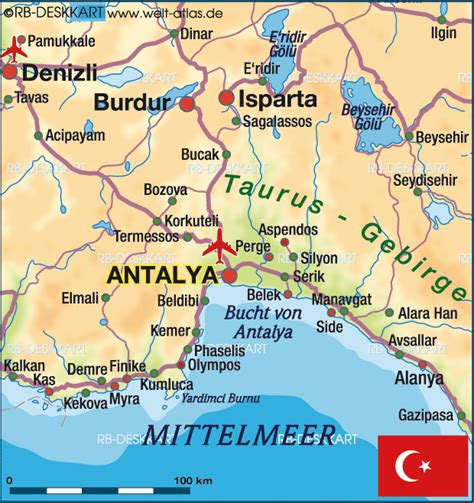 Karte Von Antalya Region In Türkei Welt Atlasde