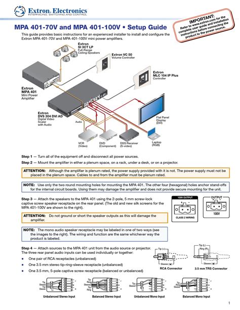Extron Electronics Mpa 401 70v Setup Manual Pdf Download Manualslib