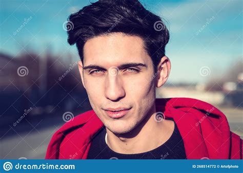 Headshot Of One Handsome Young Man In Urban Setting Stock Photo Image