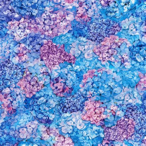 Robert Kaufman Vibrant Garden Purple Blue Hydrangea Quilt Fabric
