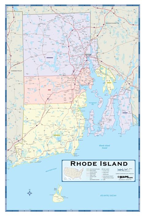 Rhode Island Political Map Colored Map