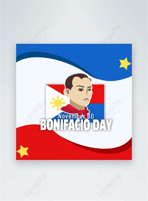 Bonifacio Day Bonifacio Day Red And Blue Curve Ripple Template Image