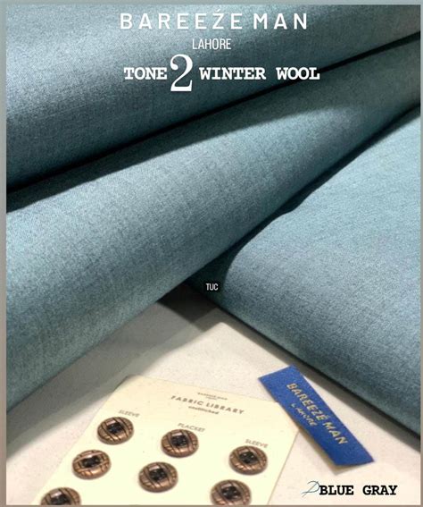 Bareeze Man 2 Tone Soft Wool Unstitched Fabric Blue Grey Kaisz