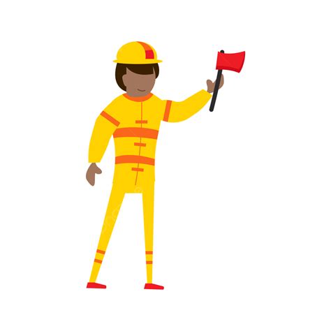 Gambar Staf Pemadam Kebakaran Dalam Karakter Kartun Dengan Ilustrasi