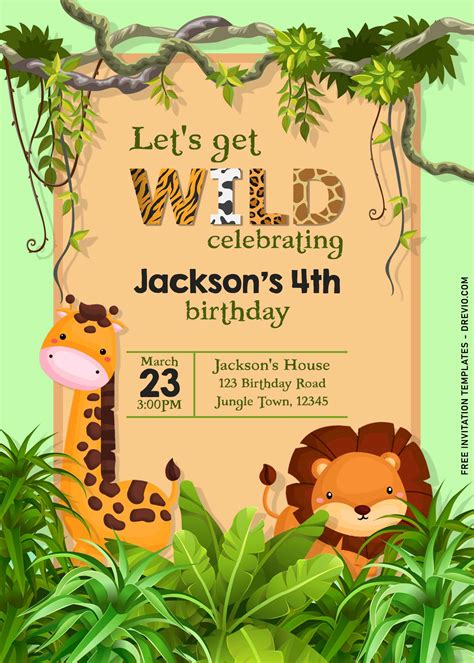 11 Fun Jungle Birthday Party Invitation Templates Download Hundreds