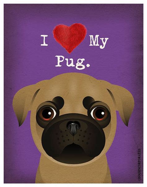 I Love My Pug I Heart My Pug I Love My Dog I Heart My Dog Print Dog Lover T Pet