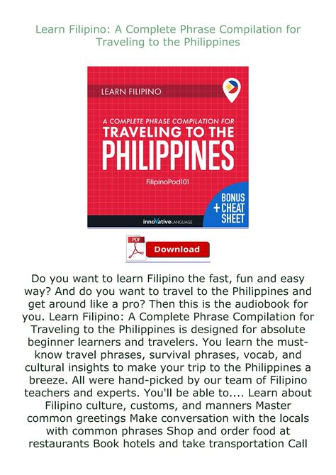 [ebook] Read Learn Filipino A Complete Phrase Compilation For Traveling To The By Estradaestms