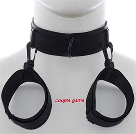erotic toys pu leather bdsm bondage necklace for women restraints neck collar with handcuffs