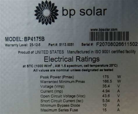 Bp Solar Pv Module Label Image