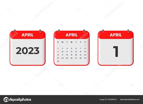 Avril 2023 Conception Calendrier 1er Avril 2023 Icône Calendrier Pour