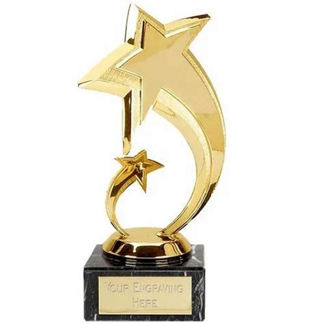 Golden Brasswooden Shooting Star Award Trophy For Award Ceremony At
