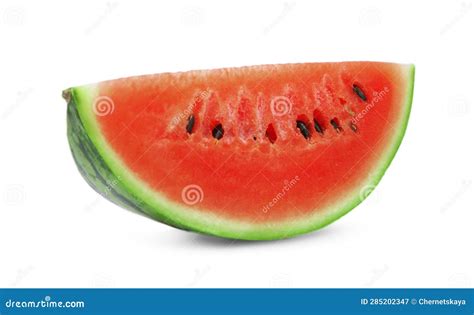 Piece Of Delicious Ripe Watermelon Isolated On White Stock Image