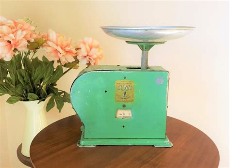 Vintage Kitchen Scales Green Kitway Weighing Scale 1930s Etsy Uk