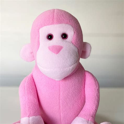 Pink Stuffed Monkey Toy Etsy