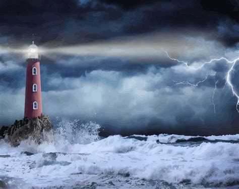 Lighthouse In The Storm Sea Paint By Number Modern Paint By Numbers