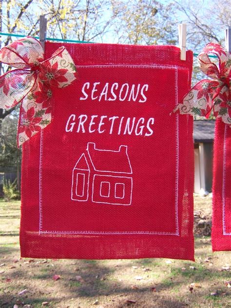 Burlap Holiday Embroidered Garden Flags Christmas Flags Red Flags
