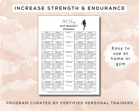 30 Day Full Body Hiit Workout Plan Printable Digital Gym Guide Bonus