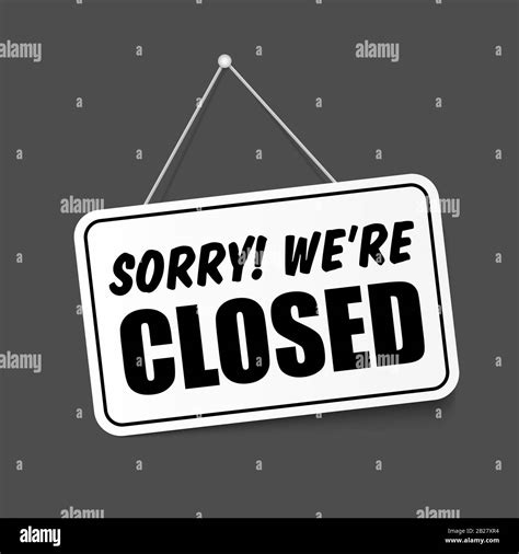 Sorry We Are Closed In Signboard With A Rope On Transparent Background