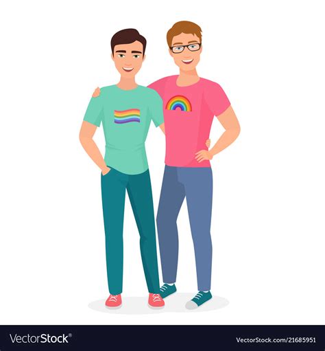 Gay Couple Posing And Hugging Together Two Vector Image