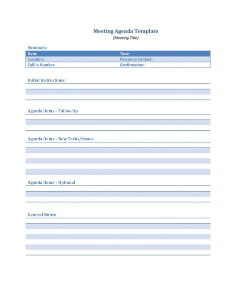 46 Effective Meeting Agenda Templates Templatelab Meeting Agenda