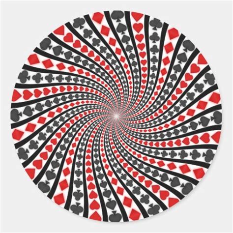 Playing Card Suits Spiral Classic Round Sticker Zazzle