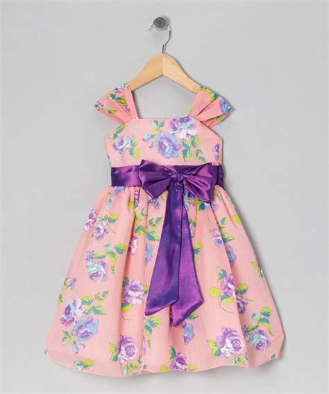 Take A Look At This Coral And Lilac Floral Bow Dress Infant Toddler