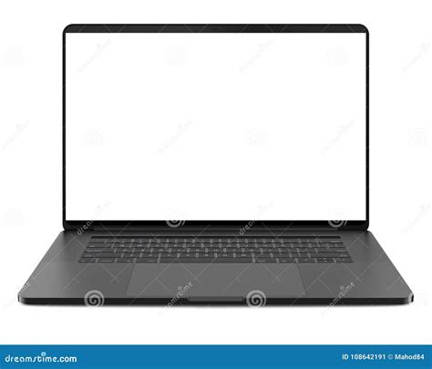Black Laptop With Blank Screen Isolated On White Background Whole In