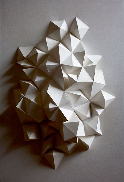 A Series Of 3d Geometric Sculptures Made Entirely Out Of Cardstock