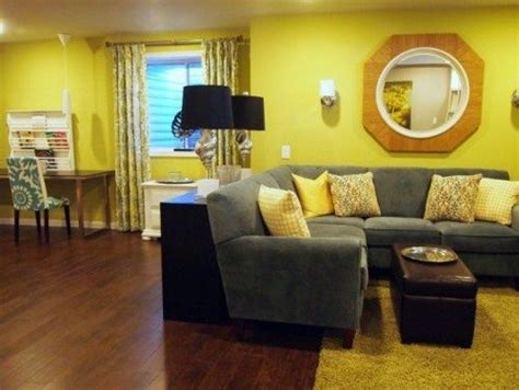 Yellow Walls And Gray Sofa Grey Sofa Living Room Living Room Remodel