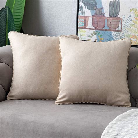 Wlnui Set Of 2 Large Beige Pillow Covers 22x22 Inch Rustic