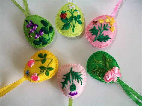 Felt Easter Eggs Felt Easter Decoration Easter Embroidery Egg Easter