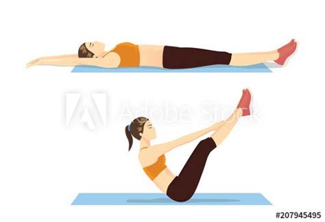 Woman Showing Step Of Abdominal Workout With V Ups Exercise
