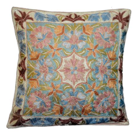 Crewel Silk Embroidered Cushion Pillow Cover Multicolor Cw2012 Best