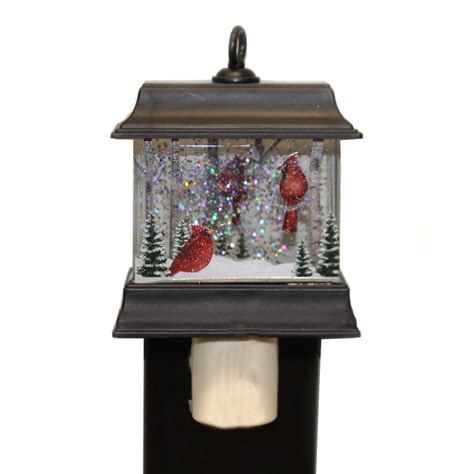 Christmas Lantern Cardinal Night Light Acrylic Glitter Christmas 166182