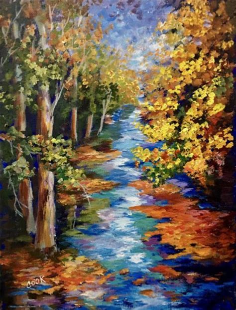 Autumn Stream A 2 Cookie Academy Acrylic Painting Lesson By Ginger Cook