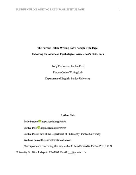 Purdue Owl Apa 7th Edition Title Page Example In Text Citations The