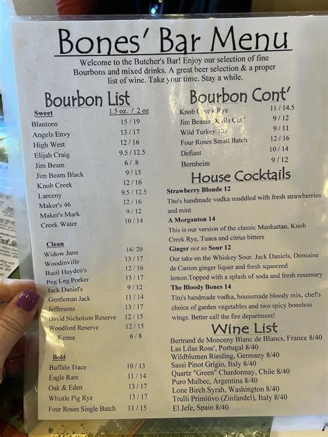 Menu at Bones Jones Burgers and Butchery steakhouse, Morganton