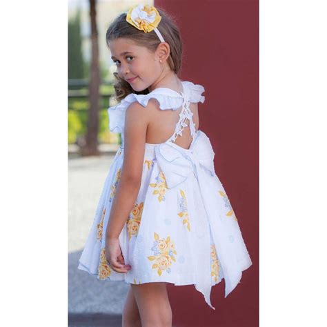 Dbb Collection Vestido Niña Blanco Y Flores Amarillas Talle Alto ⋆