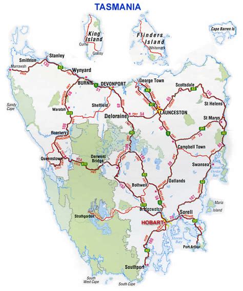 Driving Map Of Tasmania Map Of Beacon