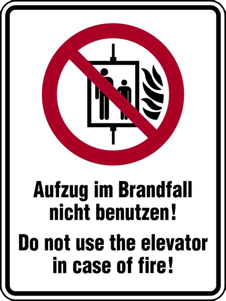 +text innergmeinschaftliche lieferung auf englisch : Aufzug nicht benutzen (Brandfall), Kombischild | Schilder Klar