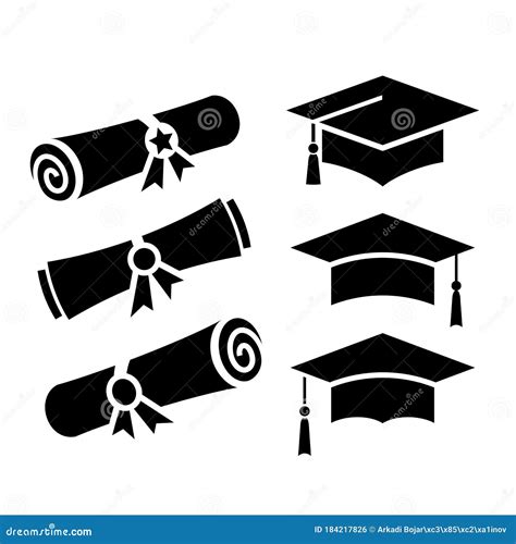Icono Del Vector De Diploma Y Sombrero De Graduación Ilustración Del