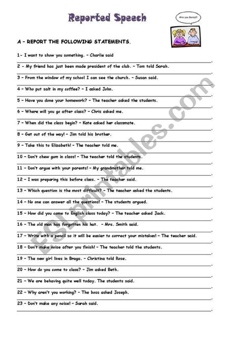 Reported Speech Exercises Pdf With Answers Bachillerato Mazcustom