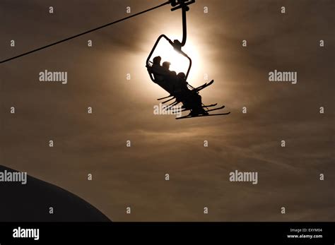 Ski Lift Silhouette Stock Photo Alamy