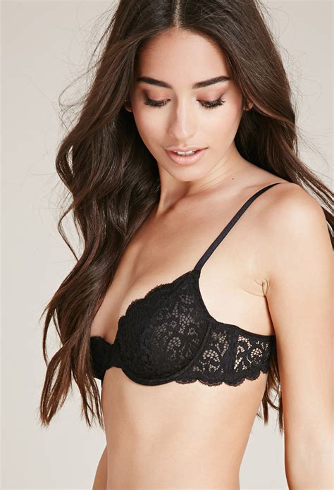 Forever Semi Sheer Lace Underwire Bra In Black Lyst