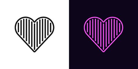Ilustración De Delinea El Icono Del Corazón Signo Cardíaco Lineal Con Textura De Línea Vertical